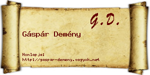 Gáspár Demény névjegykártya